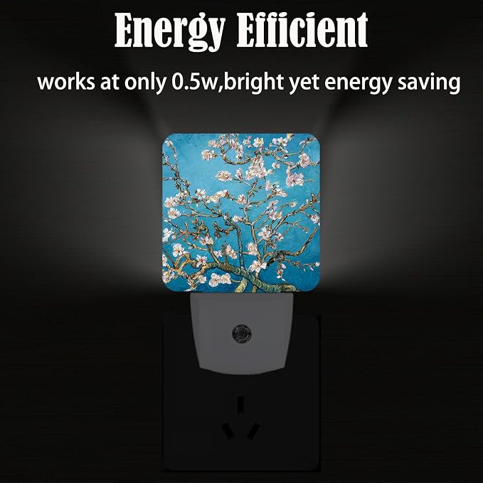 Blossoming Almond Tree Night Light,Plug-in Nightlights Auto Sensor Night Lamp Dusk to Dawn Lamp Home Decor for Nursery Children Girls Boys