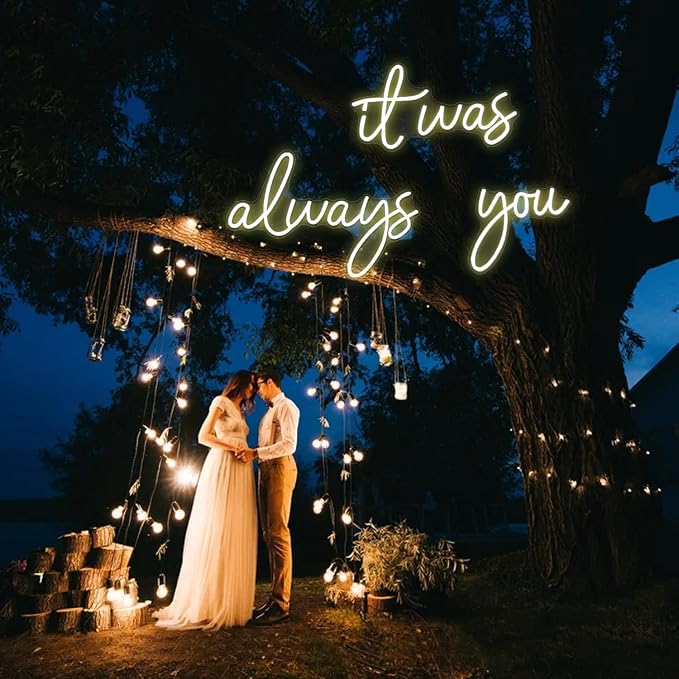 Super Large It Was Always You Neon Sign with Dimmable LED Light Wall Decor | Bedroom Living Room Bar Party Club Wedding Girls Birthday, 65.75 Inch, Warm White