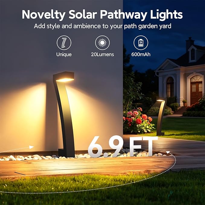 Solar Lights Outdoor Pathway Lights, 6 Pack Upgraded Bright LED Outdoor Solar Light for Outside, IP65 Waterproof Solar Garden Light for Yard, Driveway, Walkway, Landscape, Patio Decor