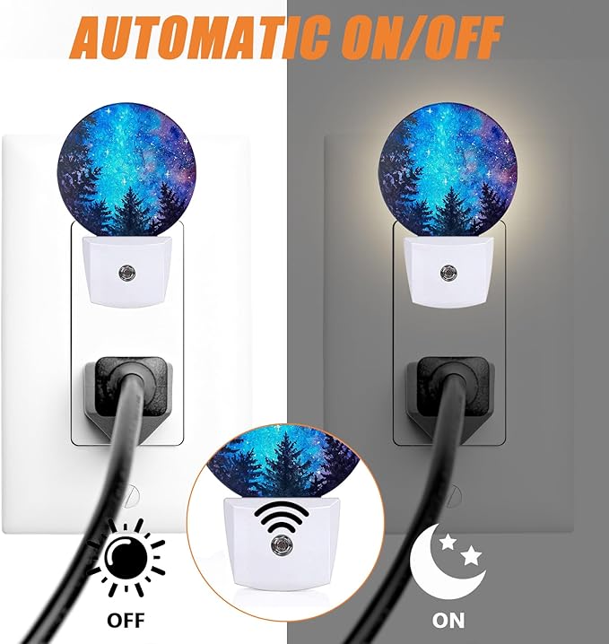 Northern Night Light,Forest Galaxy Sky Nightlight Plug into Wall LED Lamp Auto Sensor Dusk to Dawn for Bedrooms/Kitchens/Toilets/Corridors,Energy-Saving