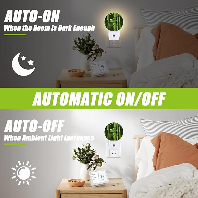 Cute Frog Night Light,Green Forest Night Lights Plug into Wall for Kitchens Toilets Bedroom Decorative Half Round Nightlight Led Lamp 0.5W Sleep Friendly