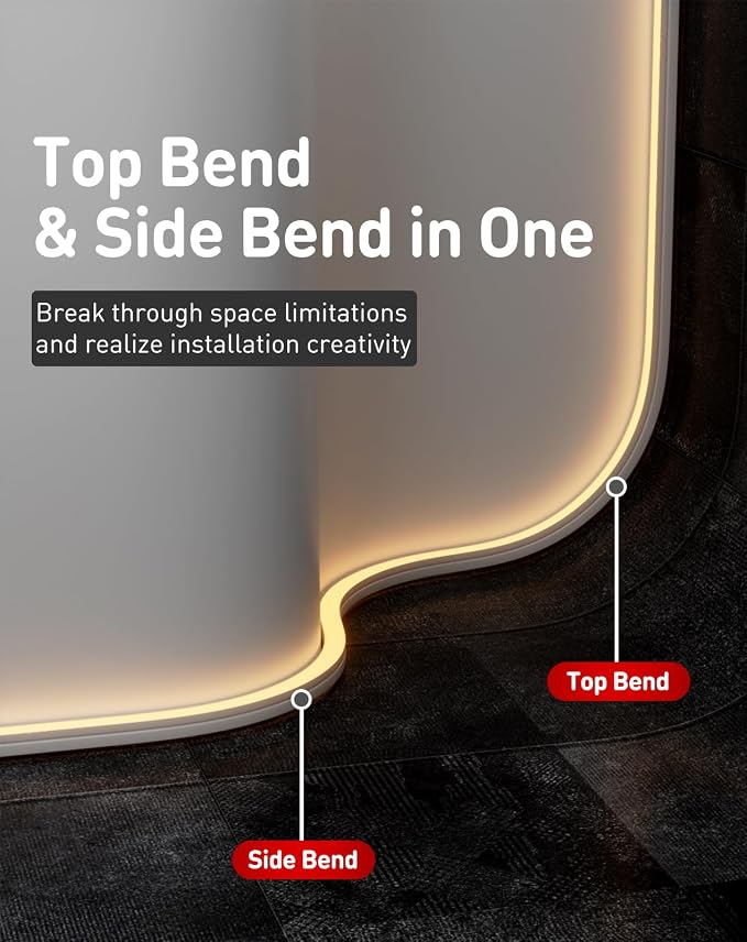 3D LED Neon Rope Light AC 120V 10x10mm, 2800K Warm White,32.8ft | Top & Side Bend, 400LM, Dotless, Driverless, IP65 Waterproof, Cold-Resistant, ETL Listed, Silicone Strip, for Home Commercial