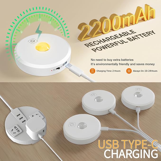 Puck Lights with Remote Control,Under Cabinet Lighting,Silver,3PCS | 2200mAh Rechargeable Push Light,3 Color Temperatures Dimmable Under Cabinet,Closet Light,Tap Light for Shelf,Bookcase