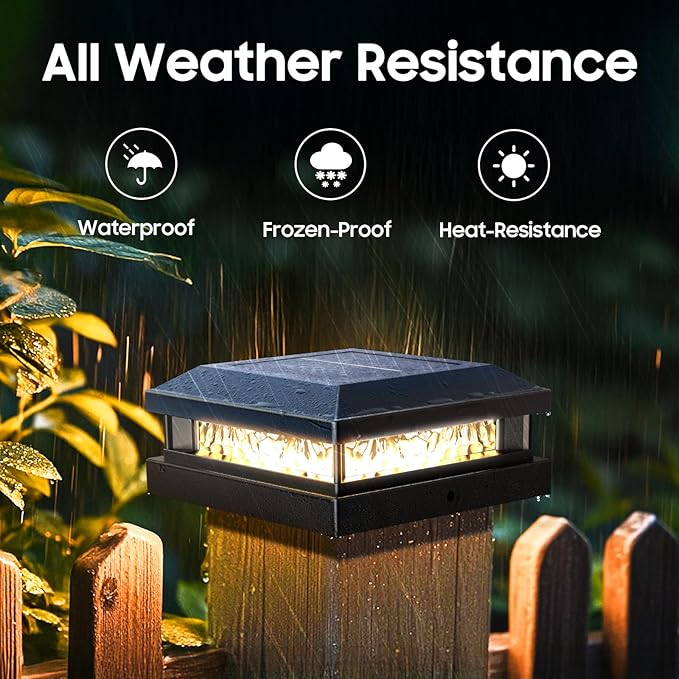 Solar Post Cap Lights 12 Pack, Upgraded Outdoor Fence Post Lights for 4x4 4.5x4.5 5x5 Vinyl/Wood Posts, Black Deck Posts Cap Light Solar Powered with Warm White/Cool White for Garden Patio Porch