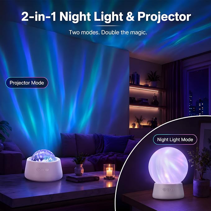 FSSQBFLC Galaxy Light Aurora Projector Night Light LED Star Projector for Bedroom Nebula Lamp, Home Room Decor, Remote Control, Colorful Lighting Effects White
