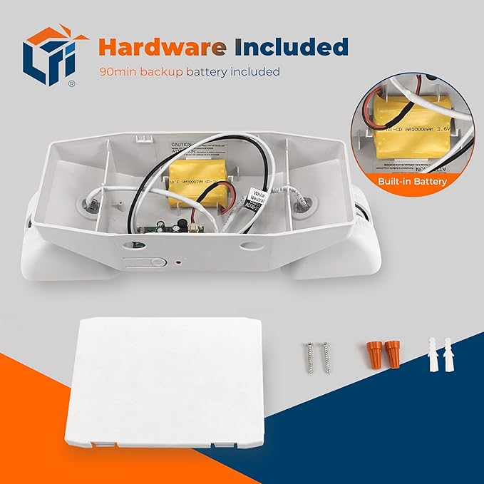 LFI Lights® Self Testing LED Emergency Light, Hardwired with Battery Backup, UL Listed, Adjustable LED Heads, White Housing, Commercial Indoor Lighting EL2WST