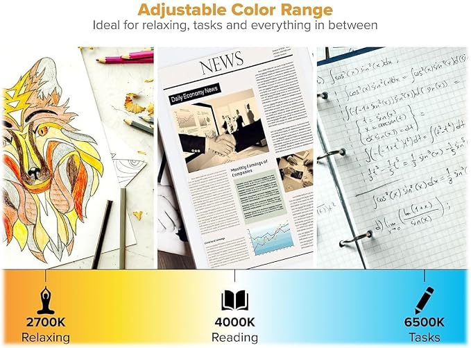 Bostitch Office Dimmable LED Desk Lamp with Adjustable Color Temperature, Black