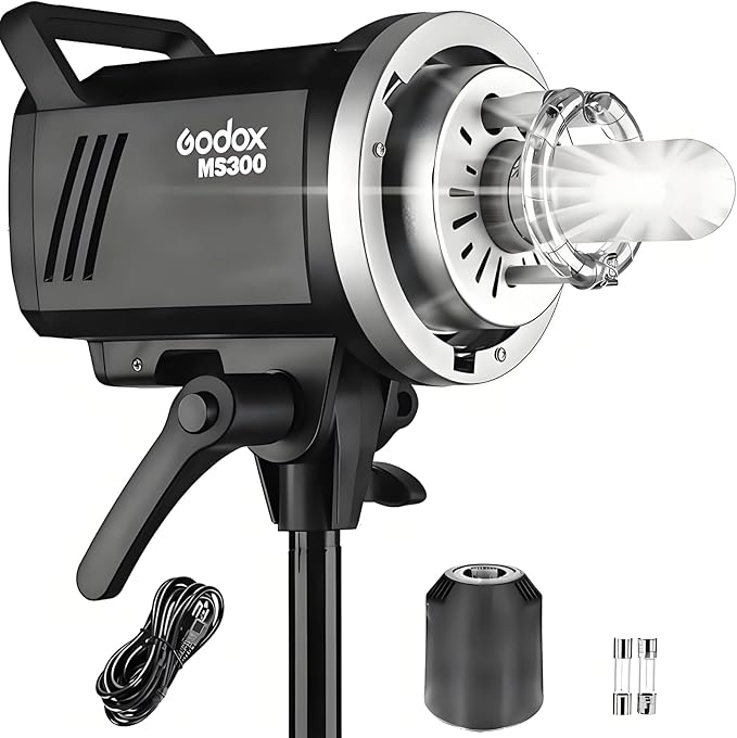 Godox MS300 Compact Studio Flash 300W 2.4G Wireless Monolight with 150W Modeling Lamp,Outstanding Power Output Stability,Anti-Preflash,Bowens Mount,5600±200K CCT,0.1～1.8S Recycle Time