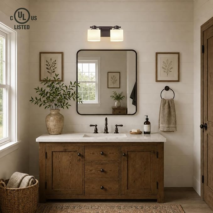 15 Inch Oil Rubbed Bronze Vanity Light for Bathroom Light Fixtures Over Mirror 3 Light Bathroom Vanity Light Vintage Rustic Farmhouse Lighting Bulb lamp Modern Above Sink wall Sconce