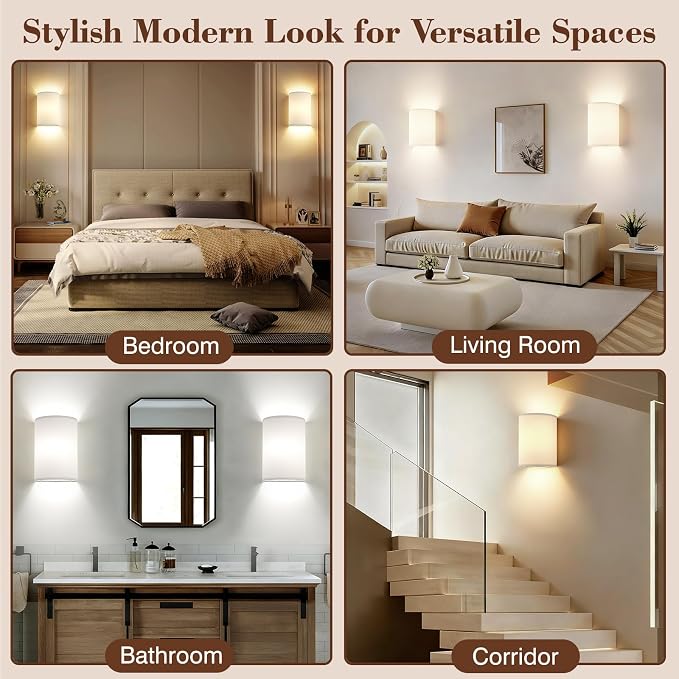 Battery Operated Wall Sconce Set of Two: 10000mAh Wireless Wall Light with Rechargeable Magnetic Bulb - Dimmable Wall Lamp with 7 RGB Colors - Linen Shade Sconces with Remote for Bedroom Living Room | Wireless Wall Light with Magnetic Bulb - Dimmable 7...