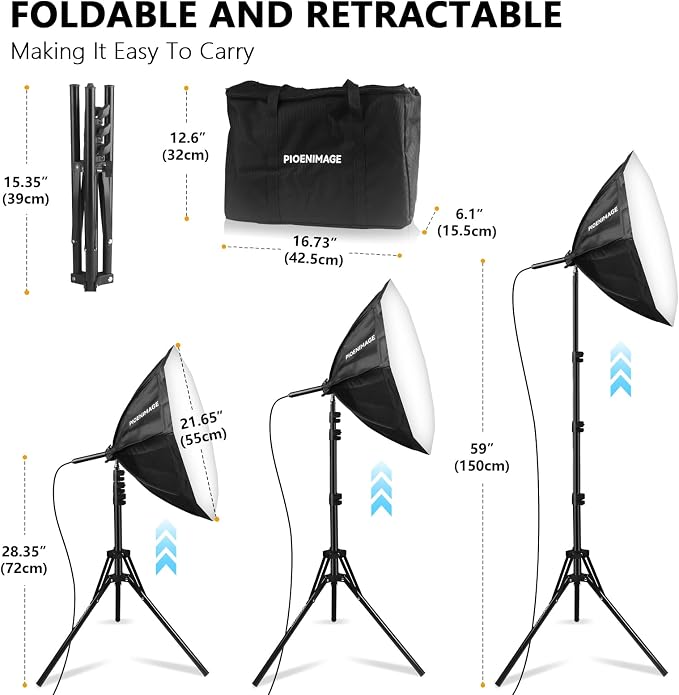 Softbox Lighting Kit, Softbox Photography Lighting Set, 2Pcs | 21.6in Soft Box Lighting Set, Photography Lights, 85W 2700K-6500K LED Bulb, Studio Lights for Portrait, Video Recording