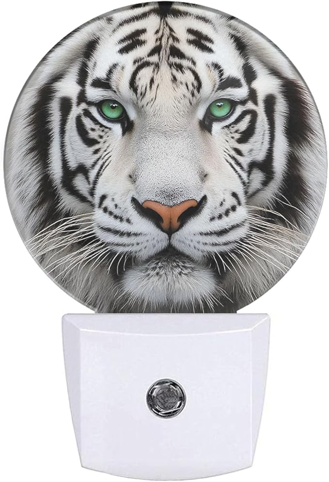 Plug-in Tiger Night Light Wildlife Portrait Night Lights Plug into Wall with Auto on/Off Sensor, 0.5W LED Nightlight for Bedroom Bathroom Kitchen Hallway