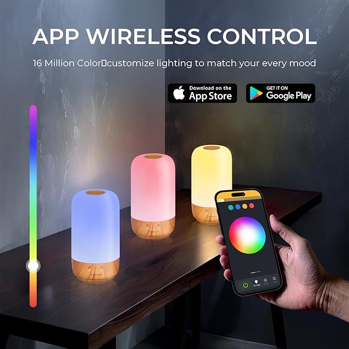 Tikkitouch Long Distance Lamps Set of 2, Long Distance Gift for Couples, Mom, Family & Friends, WiFi and Bluetooth Setup, Share a Touch Across Any Distance