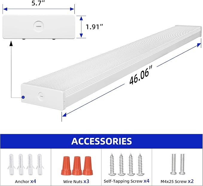 hykolity 4FT 5.7" W LED Wraparound Light with 40W 4400LM 4000K, Hardwired | 4 Foot LED Wrap Light Fixture,2-Lamp 32W Fluorescent Equiv. Flush Mount Office Ceiling Light for Garage Office Kitchen,ETL,2P