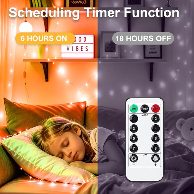 6 Pack Fairy Lights Battery Operated with Remote Timer 8 Lighting Modes,7ft 20 LED Waterproof Mini String Lights for Halloween Christmas Table Centerpieces Bedroom Decorations,Orange