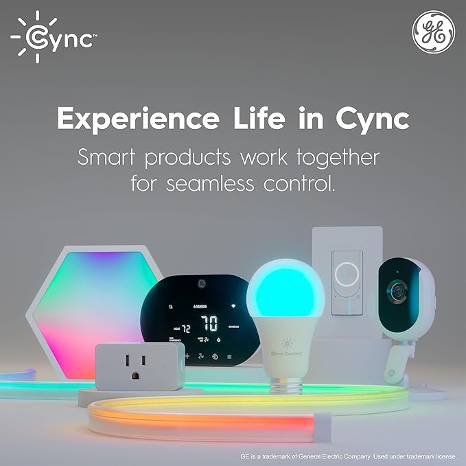 Cync GE Dynamic Effects BR30 Color Changing Light Bulb with Music Sync, RGB LED Light Bulb, Room Décor Aesthetic WiFi Smart Light, 9.5 Watts, Works with Amazon Alexa and Google, 1 Bulb