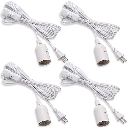 UL 15Ft Extension Hanging Lantern Cord Cable JACKYLED 4-Pack 360W with E26 E27 Socket On/Off Button Pendant Lighting