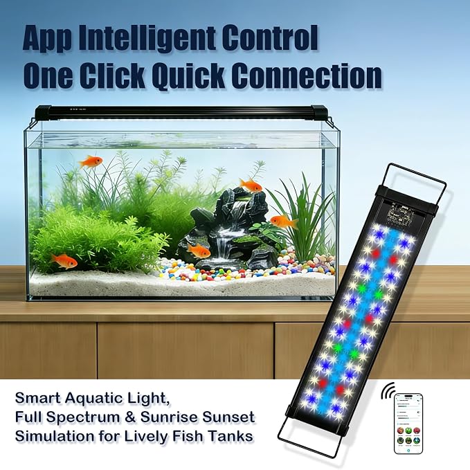 Smart LED Aquarium Light for Freshwater Tanks - App Control DIY Spectrum, Auto Timer & Sunrise Sunset Simulation (24-30 INCH)