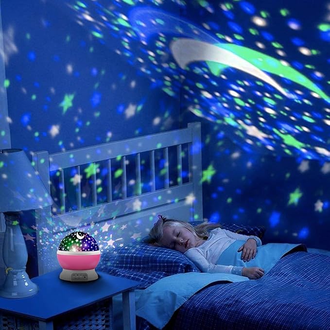 Star Projector Night Lights for Kids - Fun Gifts for 1-4-6-14 Year Old Girls Night Light Projector Rotating Star Sky Moon Light Projector for Kids Bedroom Decor -Pink