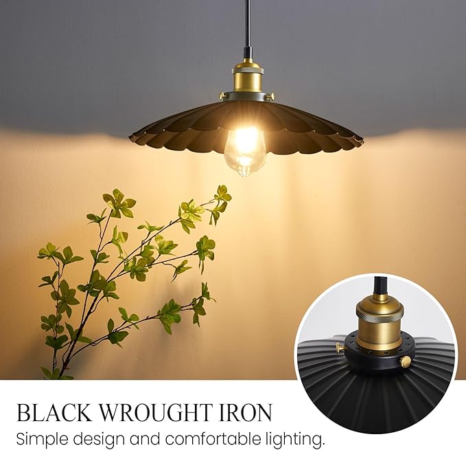Hanging Plug in Light Rustic Black 13.8 Inch Lampshade with 14Ft Cord Bar Counter Hanging Light Fixture with Plug in Cord On/Off Switch Hanging Lamp Plug in