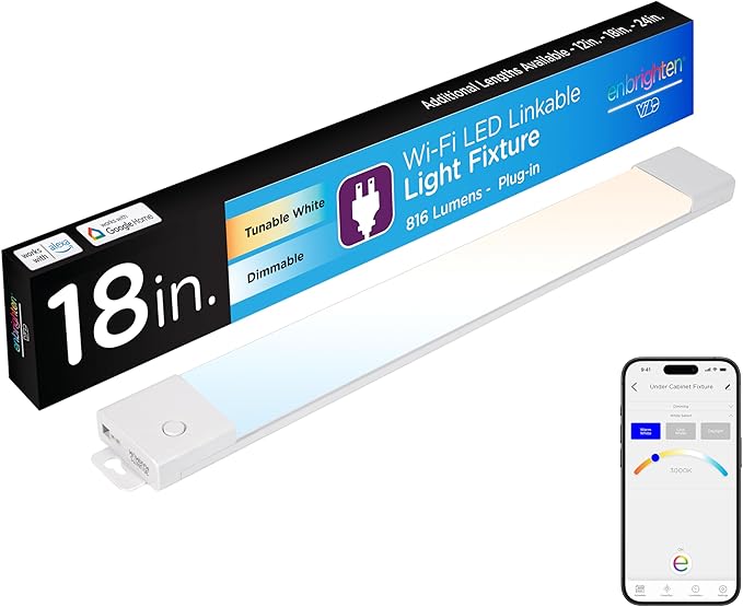 Enbrighten 18in. LED Wi-Fi Light Fixture, White, 58260-T1