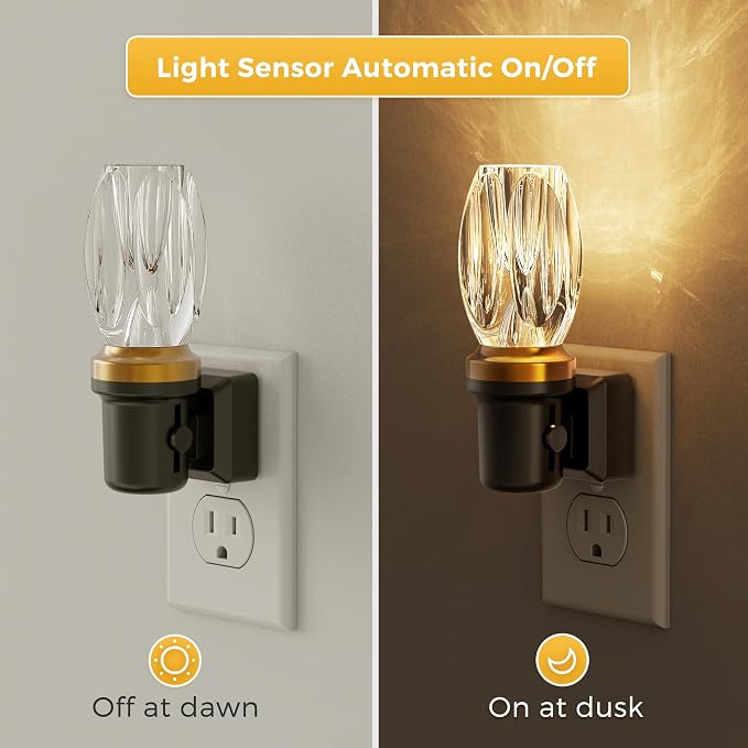 L LOHAS LED Night Light, Dimmable Night Lights Plug into Wall, Light Sensor | Automatic Nightlights Plug in, 3000K 100LM, LED Nightlight, Crystal Acrylic Decorative, Hallway Bedroom Bathroom, 1 Pack