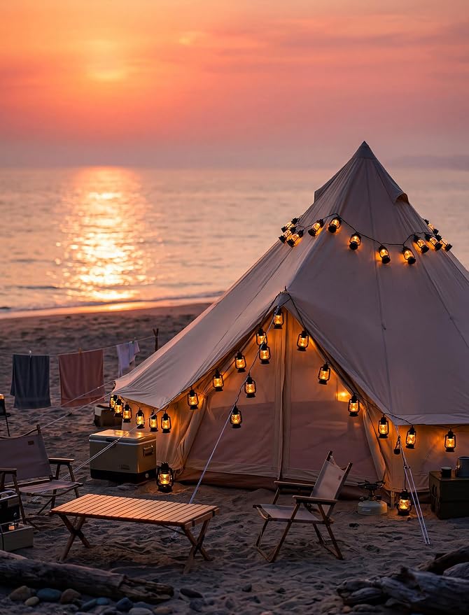 12FT Black Mini Kerosene String Lights, 20 LED Vintage Lantern Fairy Lights, Connectable Outdoor Decorative Lights for Patio Bedroom Camping Wedding Garden Christmas Party Decor
