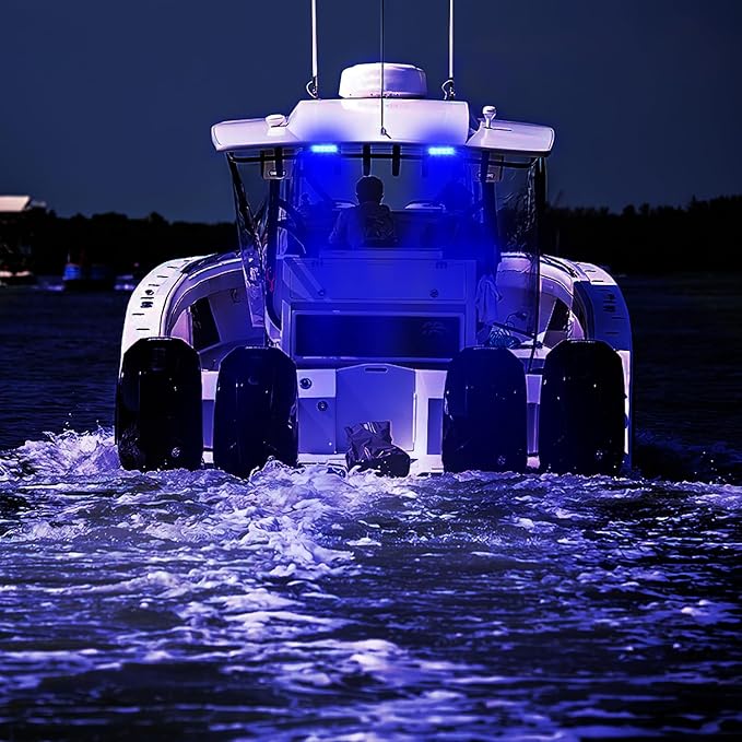 Nilight Marine LED Pods Navigation Lights 2PCS 72W Blue Beam Flood Beam Ponton Boat Deck Dock Lighting for Night Fishing T-top Stern Yacht Kayak Port Sailboat Trucks Tractors
