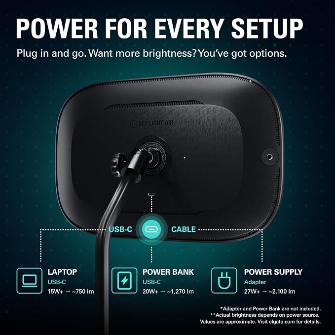 Elgato Key Light Air MK.2, 15" Edge-Lit LED Panel | Up to 2100 Lumens, Full Spectrum 2900-7000K, Touch Controls, USB-C, Wi-Fi, MagSafe Compatible, Works with Stream Deck