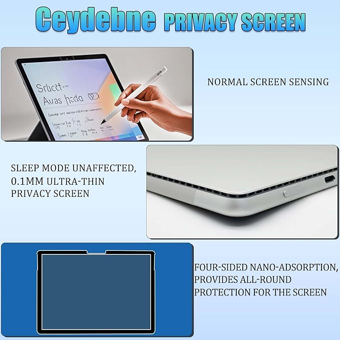 Privacy Screen for Microsoft Surface Pro 7,6, 5,4 - Privacy Screen Protector Surface Pro 7,6, 5,4 Screen Protector - Fully Removable,Easy to Install,Reusable,No Bubbles Screen Protector