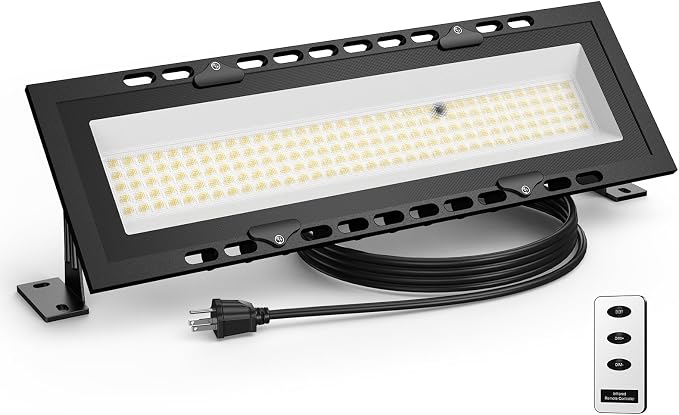 120W High Bay LED Shop Light IP65 Waterproof Garage Light w Dimmable Remote | 18000LM Plug-in Play, Commercial Shop Lights for Warehouse, Factory, Workshop, backyard, Garage & Barn
