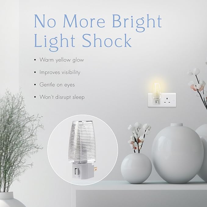 Projectpak Plug in Night Light with Manual On/Off Switch for Hallway, Kid’s Bedroom, Stairways – Includes 4W Incandescent Bulb | 4 Pack