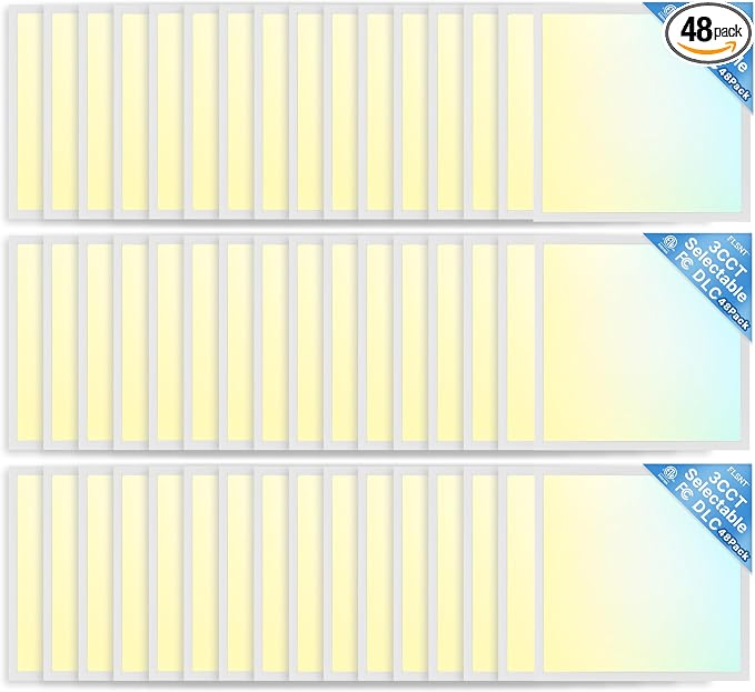 48 Pack 2x2 LED Flat Panel Light, Backlit T-Grid Drop Ceiling Light, 20/30/35W Selectable, 2200/3300/3850LM, 3500K/4000K/5000K 3CCT, 0-10V Dimmable, 120-277V, ETL DLC Listed, Damp Rated