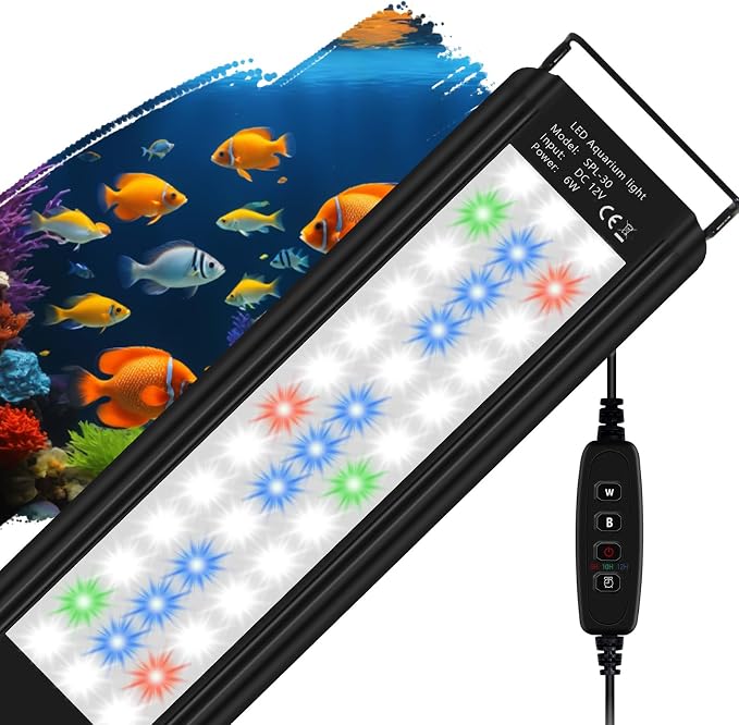 Uncle Yang LED Aquarium Light for 12 to 18 Inch Aquarium LED Light 6W | Auto On Off with Timer Adjustable Brightness Memory Function with Extendable Bracket for Planted Tank