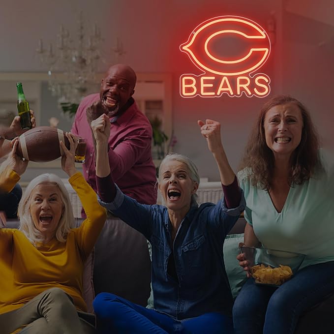 Football Neon Sign for Wall Decor Football Team LED Neon Light for Man Cave | Dimmable Orange Led Light Up Sign for Bedroom Party Club Bar Dorm Garage Decor Birthday Gift for Rugby Fans Size 12.2*13.5 In