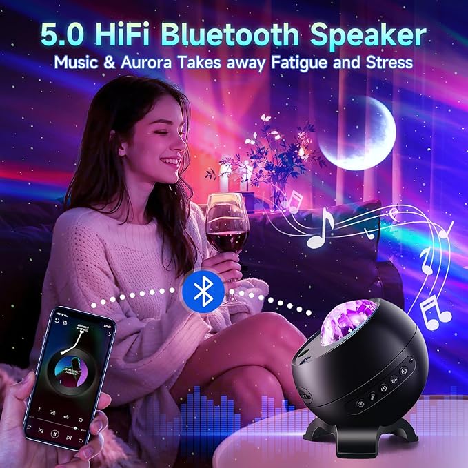 Northern Lights Projector Galaxy Projector for Bedroom, Birthday Gifts for Him 300+Colors Modes Aurora Light,15White Noise&Bluetooth Star Projector Galaxy Lights, Remote Ambient,Gifts for Boy