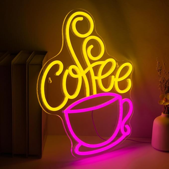 Coffee Bar Neon Sign, Dimmable LED Coffee Wall Light for Coffee Station | USB Powered Coffee Neon Light for Coffee Station, Kitchen, Cafe Shop, Coffee Corner, Home Bar Decor, Gift for Coffee Lovers