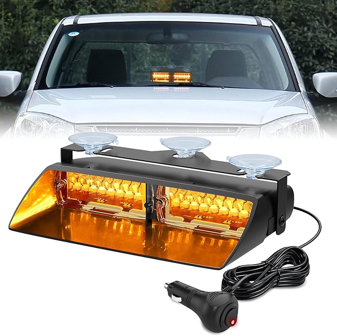 Nilight Emergency Strobe Lights Windshield Hazard Warning Safety Flash Light with Suction Cups Super Bright LED for Police Enforcement Firefighters Vehicle Truck
