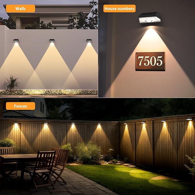 Solar Fence Lights,Warm White & Cool White & RGB 7Colors ＆ Color Changing Mode IP65 Waterproof Solar Lights Outdoor for Deck/Patio/Backyard/Wall/Pool/Fence/Railing/Step(20Pack)