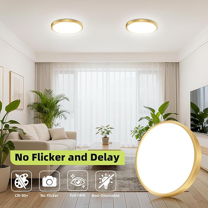 hepside 1PACK Flush Mount LED Ceiling Light Fixture 5CCT 7Inch 15W & 100W Equivalent Closet Light Fixture,Small Round Slim Surface Ceiling Lamp for Hallway,Bathroom,Bedroom,Kitchen,Interior
