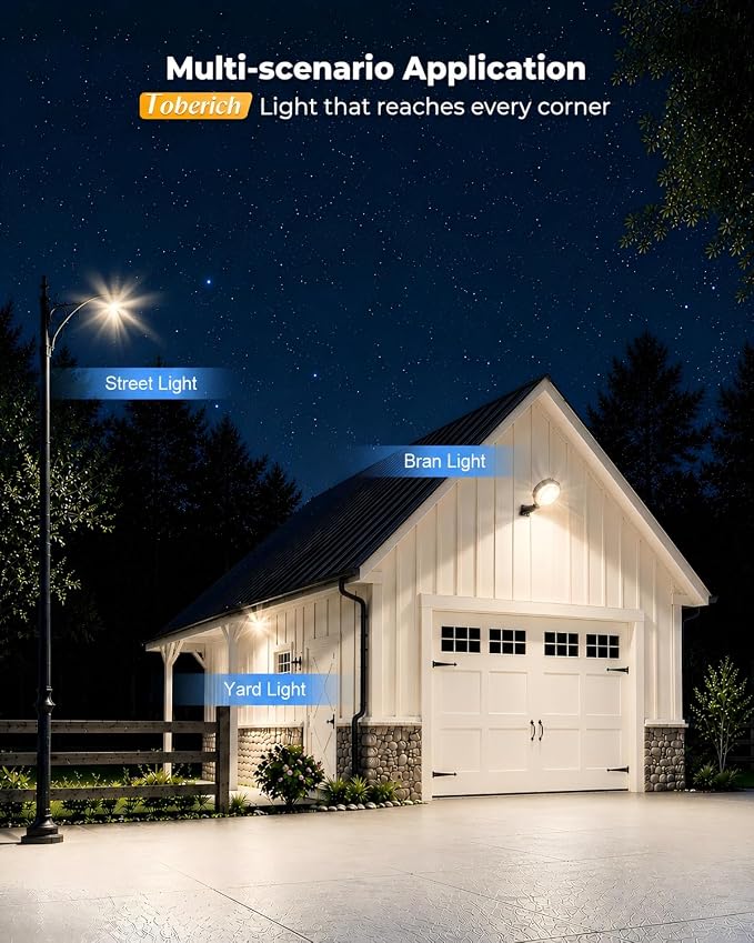 toberich 150W LED Barn Light Dusk to Dawn, 20000LM Outdoor Yard Light 4000K | Ultra Bright Security Light, Adjustable Angle, IP66 Waterproof, Photocell, AC110-120V, Lights Up Large Areas for Yard Barn