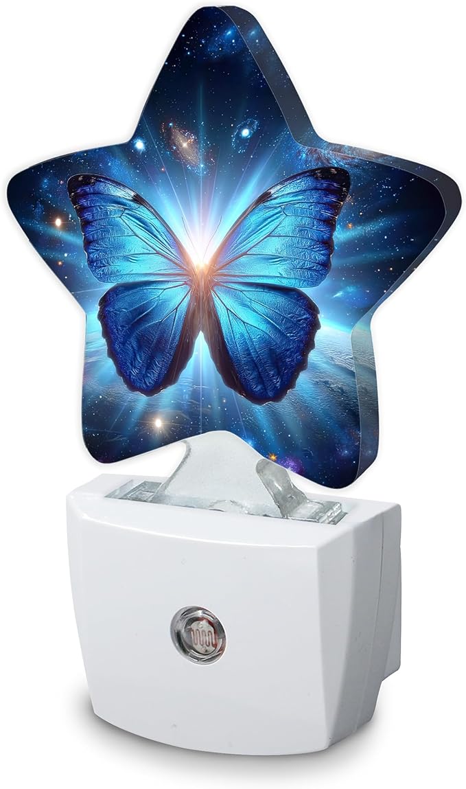 Blue Butterfly Night Light,Plug Into Wall Decor Nightlights for Bedroom,Bathroom,Hallway,Stairway,Kitchen,with Dusk to Dawn Light Auto Sensors Led Night Lights Room Gifts