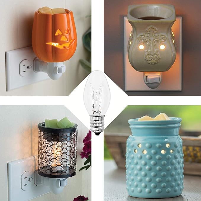 Scentsy Light Bulbs -15 Watt Light Bulbs for Scentsy Wax Warmer,Candle Warmer Lamp,Plug in Wax Diffuser- 120V C7 Replacement Bulbs for Night Light,Rock Salt Lamp Bulbs - Dimmable - Warm White,15 Pack