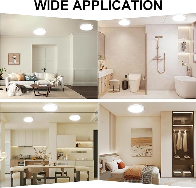 DLLT LED Flush Mount Ceiling Light: 2Pack 12 inch Super Slim Kitchen Lighting Fixtures Ceiling - 5 Color Temperatures (2700K-6000K) Round White Ceiling Light Fixtures for Bedroom Garage Hallway
