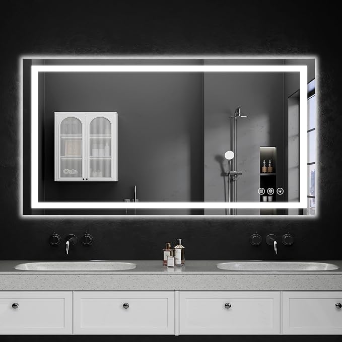 24"x48" Lighted LED Bathroom Mirror with Lights,Dimmable，Anti-Fog,Led Bathroom Vanity Mirror for Wall,Backlit + Front Lit,3 Colors,Memory Function,Shatter-Proof,Tempered Glass,Lighted Mirror