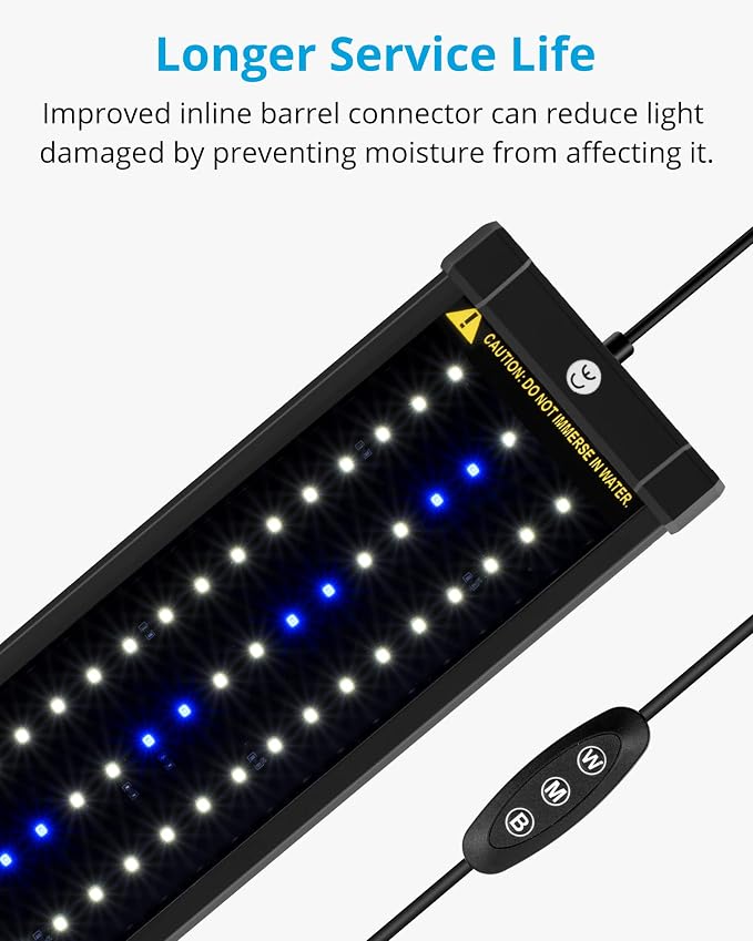 NICREW ClassicLED Aquarium Light, Fish Tank Light with Extendable Brackets, White and Blue LEDs, Size 28 to 36 Inch, 18 Watts