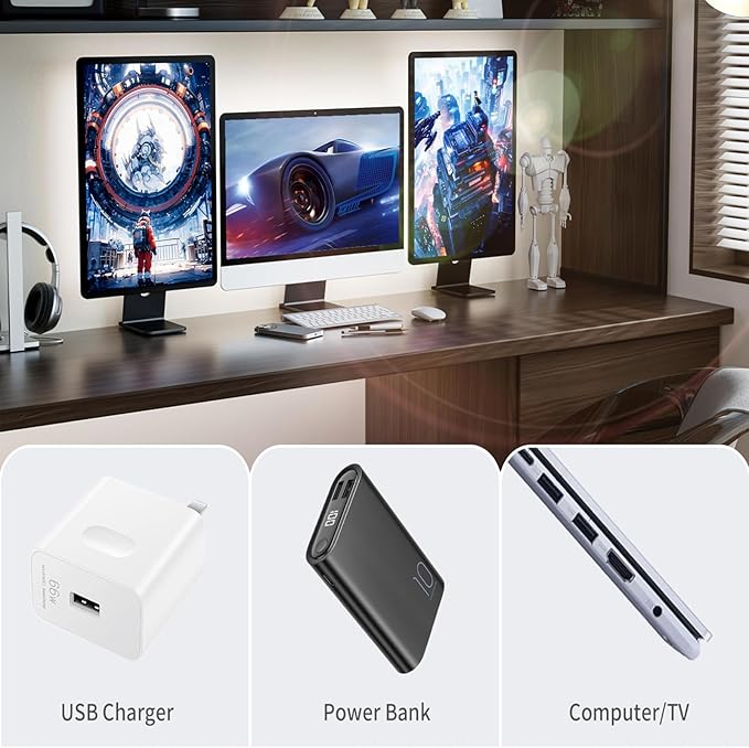 5V USB LED Strip Lights, 6.56FT COB Light Strip White, Short LED Strip Light, Flexible Bright 5V Led Strip for Under Cabinet, Kitchen, TV Backlight, Shelves, Displays and TV Lights