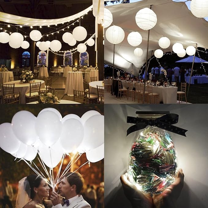 Battery Operated Small LED Lights – 15 Pack LED Balloon Light for Chinese White Paper Lanterns | Mini Battery Powered Led Bulb for Party Craft Floral,Weddings & Festival Decorations (White)