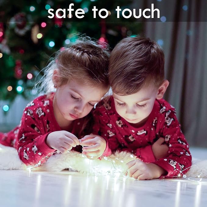 33FT 100 LED Fairy Lights Battery Operated with Remote and Timer Cool White | Remote Control, 8 Modes, Timer, Adjustable brightness, Waterproof Lights for Indoor Outdoor Classroom Christmas Decor