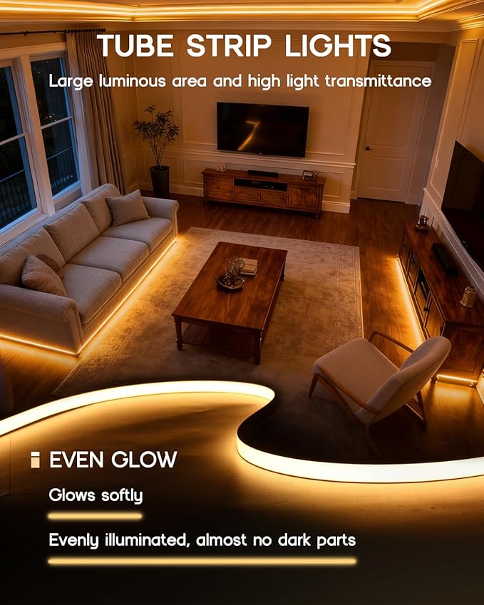 LED Strip Lights 98.4ft 110-120V,Dimmable Silicone Neon Rope Lights,Flexible Outdoor Waterproof Neon Strip Lights for Mirror,Kitchen,Cabinet,DIY Lighting